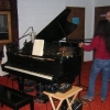 Cookie and Andy setting up the piano mics